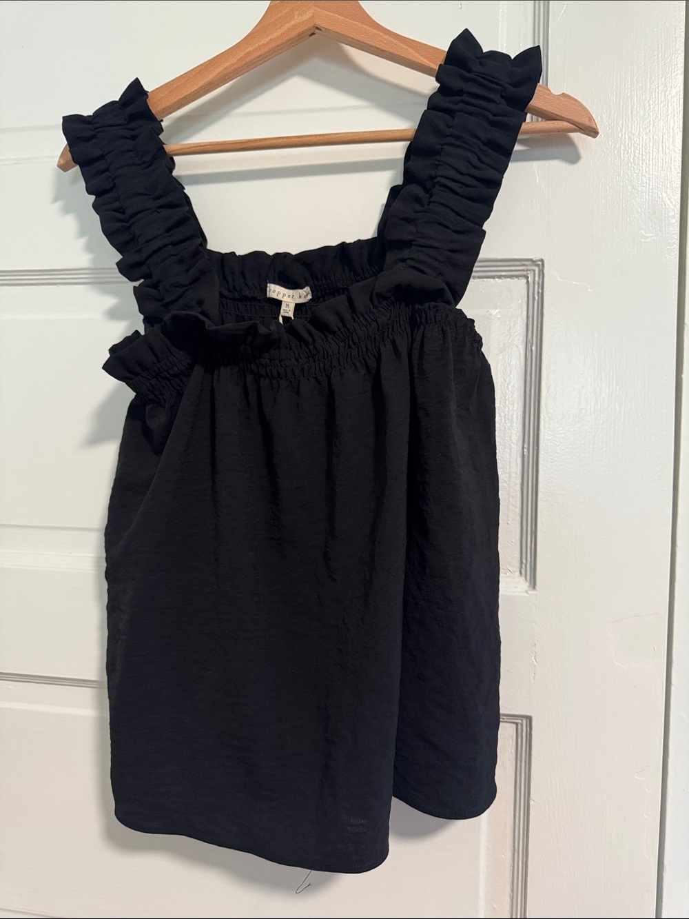 Madewell Black Ruffle-Strap Tank Top